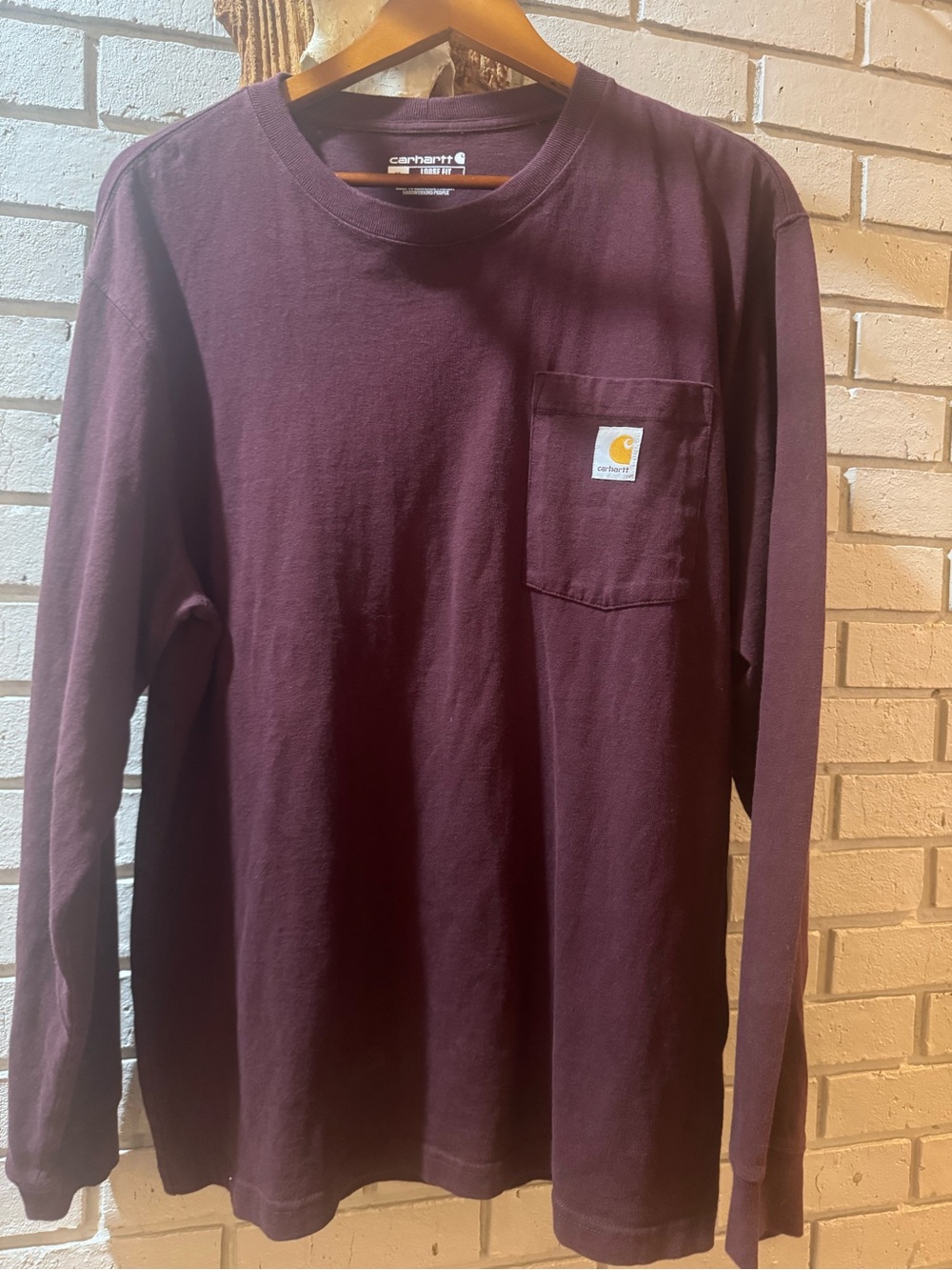 Carhartt Men's Long-Sleeve Pocket Tee in Deep Burgundy